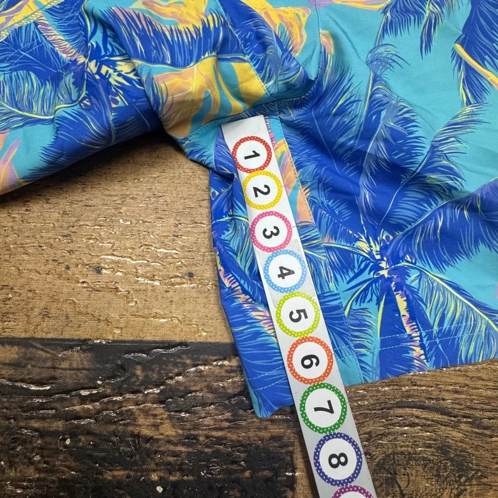 KLATIE Electric Threads Mens Swim Trunks Shorts 3XL Print Blue Yellow Drawstring